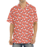 Orange Doodle Bull Terrier Pattern Print Aloha Shirt