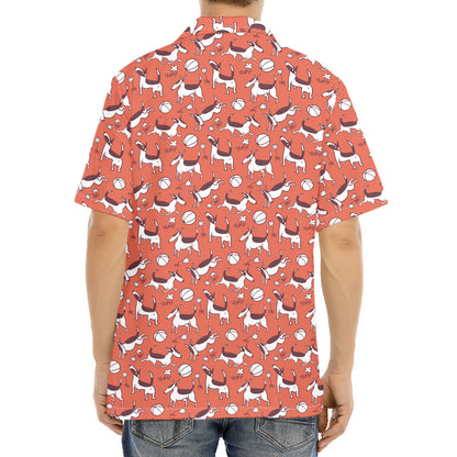 Orange Doodle Bull Terrier Pattern Print Aloha Shirt