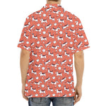Orange Doodle Bull Terrier Pattern Print Aloha Shirt
