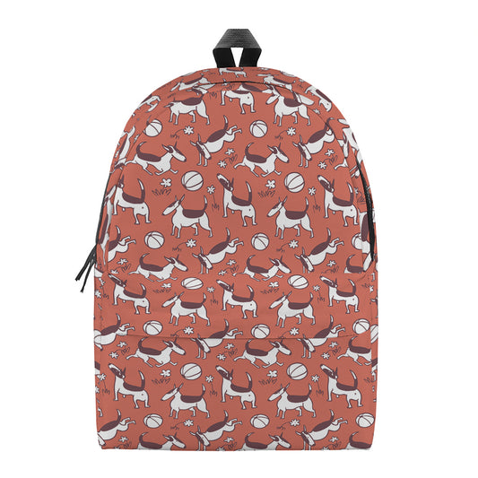 Orange Doodle Bull Terrier Pattern Print Backpack