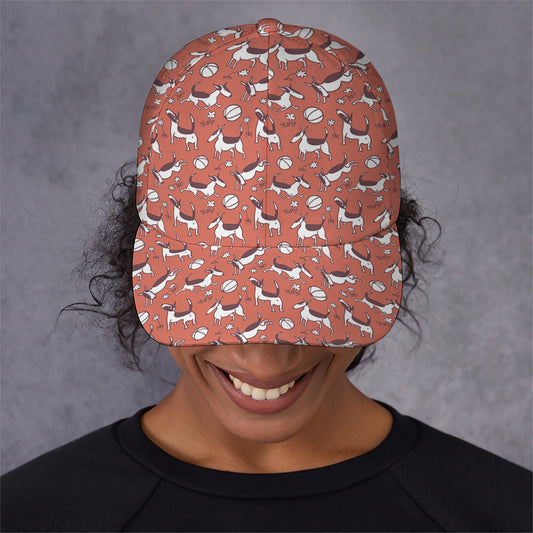 Orange Doodle Bull Terrier Pattern Print Baseball Cap