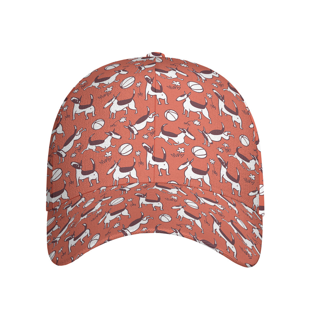 Orange Doodle Bull Terrier Pattern Print Baseball Cap