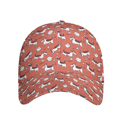 Orange Doodle Bull Terrier Pattern Print Baseball Cap