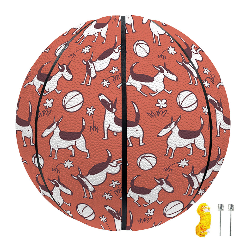 Orange Doodle Bull Terrier Pattern Print Basketball
