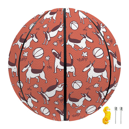 Orange Doodle Bull Terrier Pattern Print Basketball