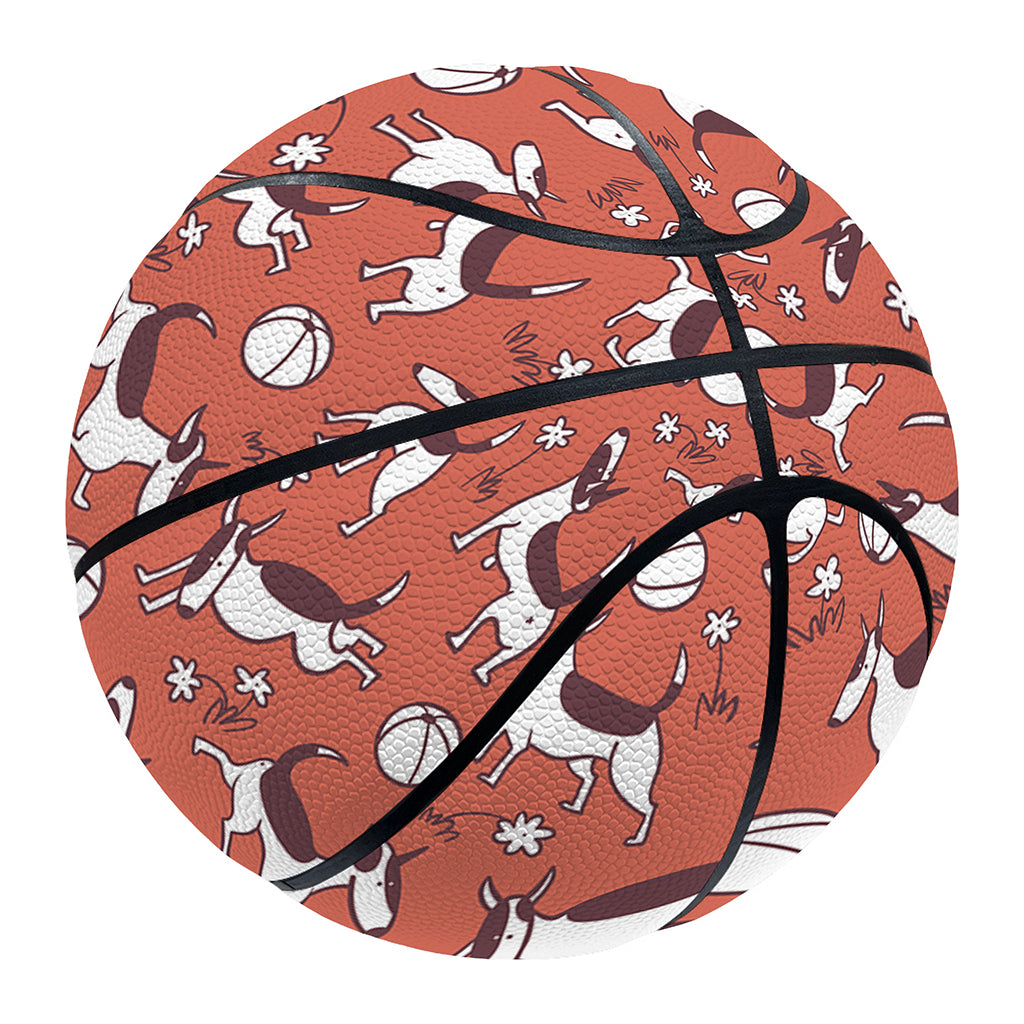 Orange Doodle Bull Terrier Pattern Print Basketball