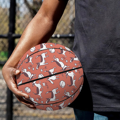 Orange Doodle Bull Terrier Pattern Print Basketball