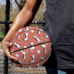 Orange Doodle Bull Terrier Pattern Print Basketball