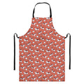 Orange Doodle Bull Terrier Pattern Print Bib Apron With Pocket