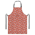 Orange Doodle Bull Terrier Pattern Print Bib Apron With Pocket