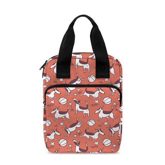 Orange Doodle Bull Terrier Pattern Print Bible Tote Bag