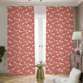 Orange Doodle Bull Terrier Pattern Print Dimout Pencil Pleat Curtains