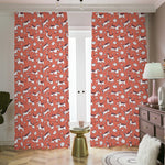 Orange Doodle Bull Terrier Pattern Print Blackout Pencil Pleat Curtains