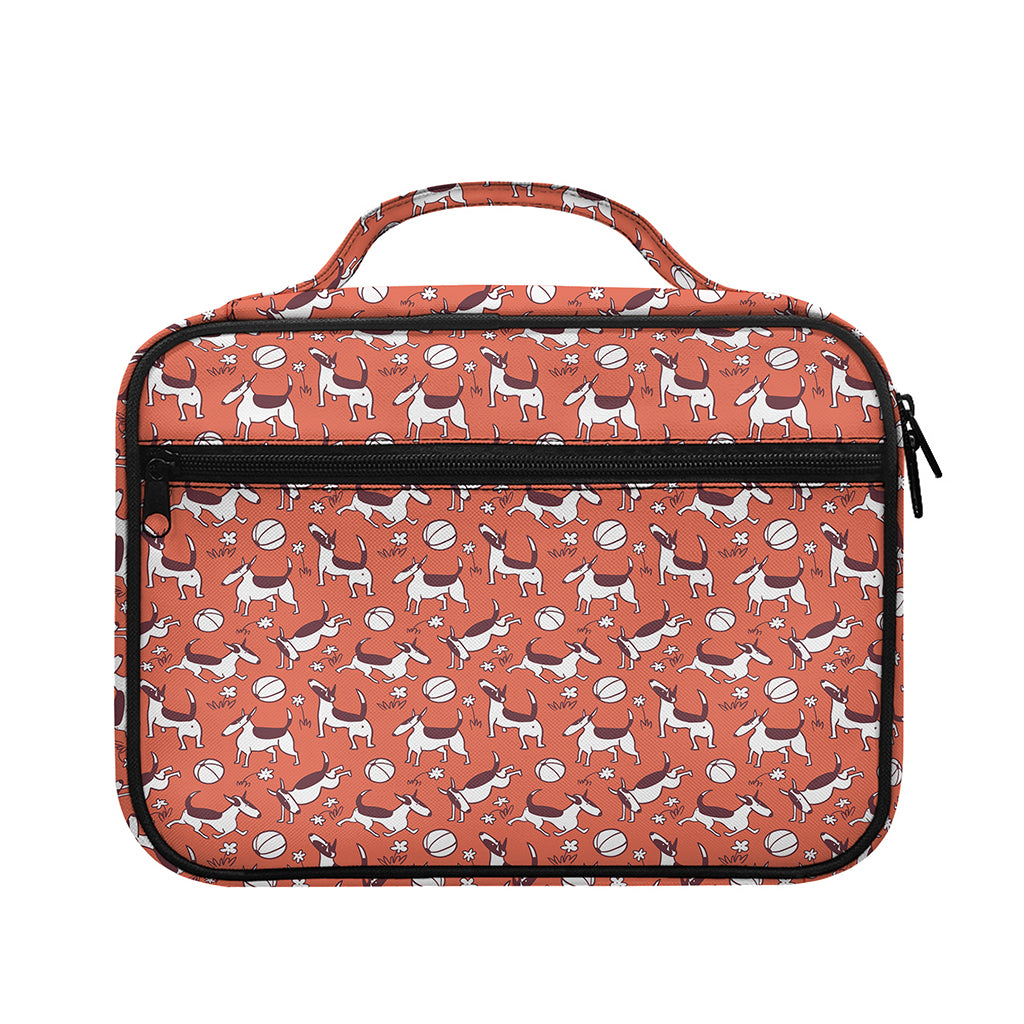 Orange Doodle Bull Terrier Pattern Print Briefcase Bible Bag