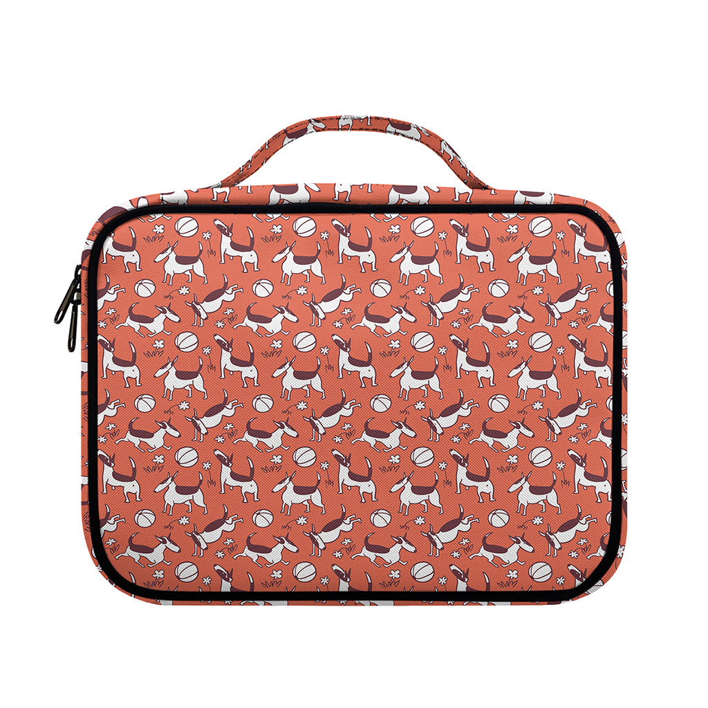 Orange Doodle Bull Terrier Pattern Print Briefcase Bible Bag
