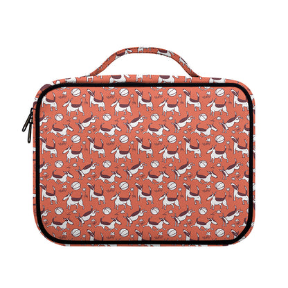 Orange Doodle Bull Terrier Pattern Print Briefcase Bible Bag