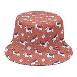 Orange Doodle Bull Terrier Pattern Print Bucket Hat