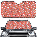 Orange Doodle Bull Terrier Pattern Print Car Windshield Sun Shade