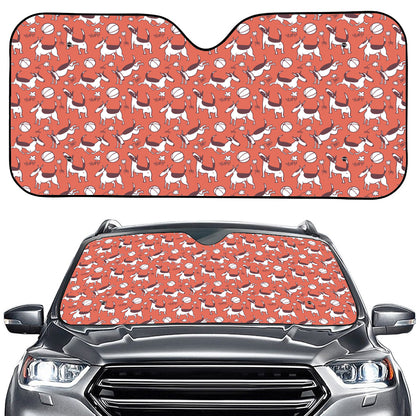 Orange Doodle Bull Terrier Pattern Print Car Windshield Sun Shade