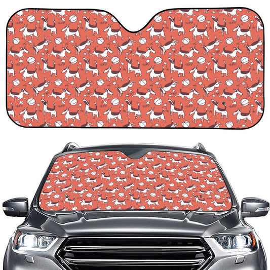 Orange Doodle Bull Terrier Pattern Print Car Windshield Sun Shade
