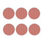 Orange Doodle Bull Terrier Pattern Print Coaster Set