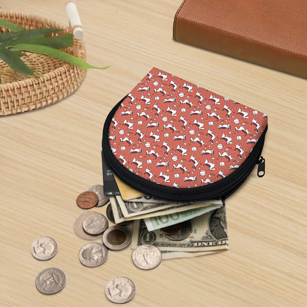 Orange Doodle Bull Terrier Pattern Print Coin Purse