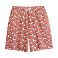 Orange Doodle Bull Terrier Pattern Print Cotton Shorts