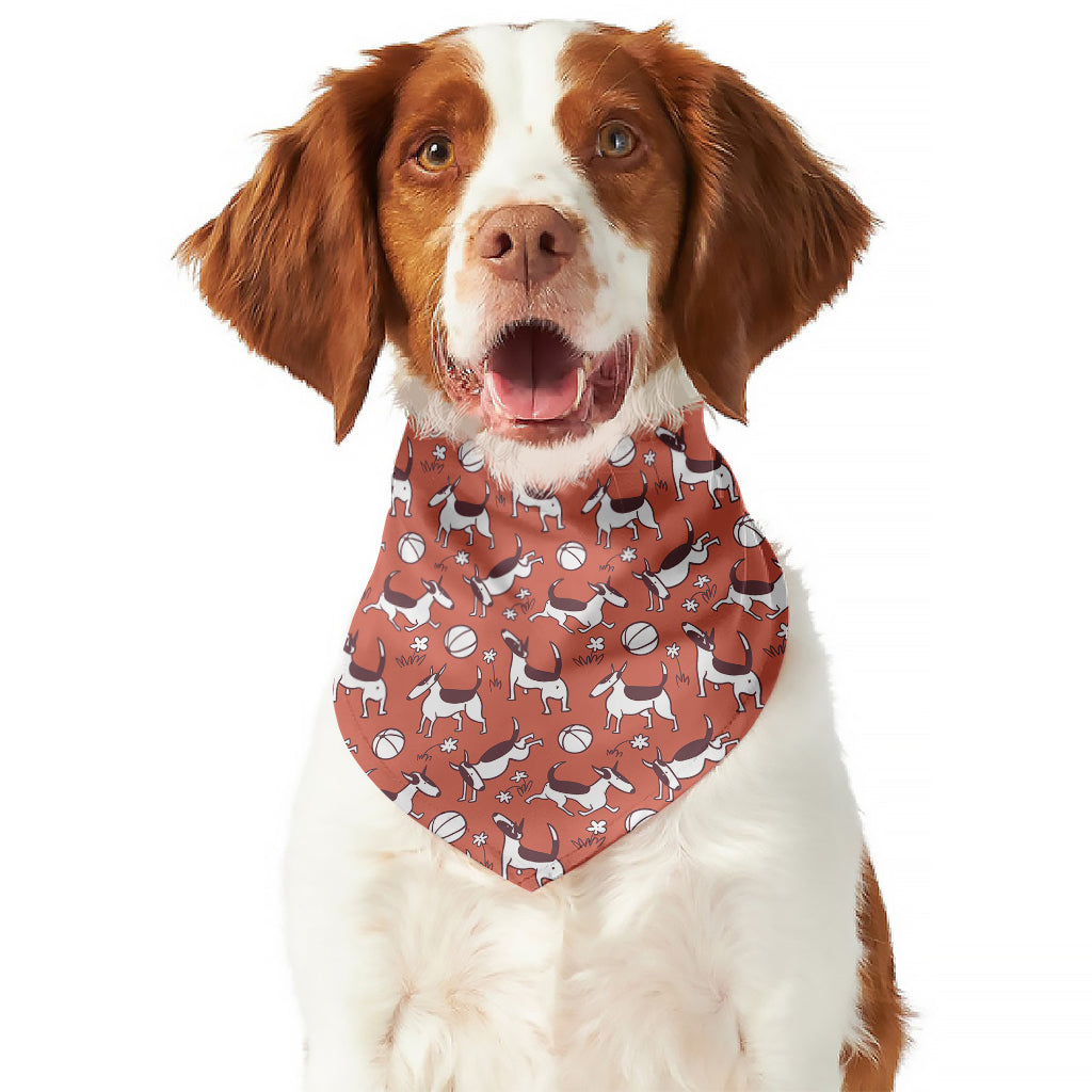 Orange Doodle Bull Terrier Pattern Print Dog Bandana