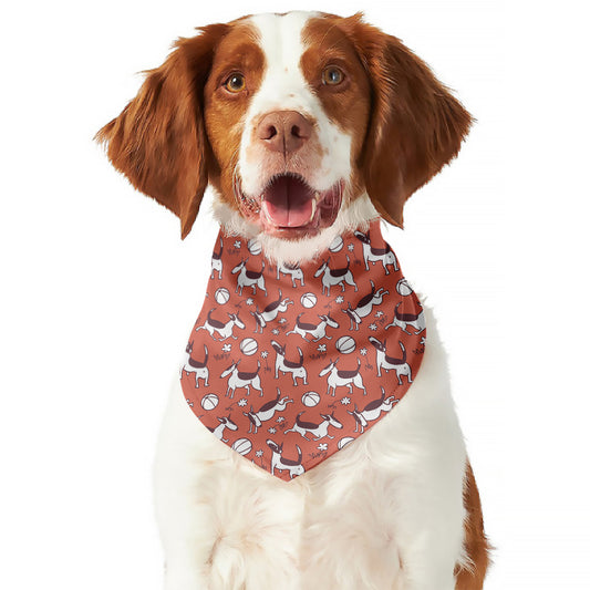 Orange Doodle Bull Terrier Pattern Print Dog Bandana
