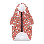 Orange Doodle Bull Terrier Pattern Print Dog Zip Up Hoodie