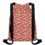 Orange Doodle Bull Terrier Pattern Print Drawstring Backpack
