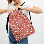 Orange Doodle Bull Terrier Pattern Print Drawstring Backpack