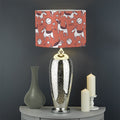 Orange Doodle Bull Terrier Pattern Print Drum Lamp Shade