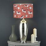 Orange Doodle Bull Terrier Pattern Print Drum Lamp Shade