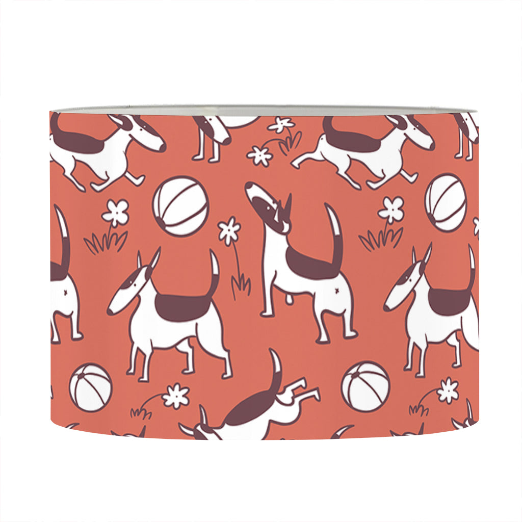 Orange Doodle Bull Terrier Pattern Print Drum Lamp Shade