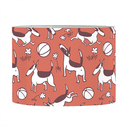 Orange Doodle Bull Terrier Pattern Print Drum Lamp Shade