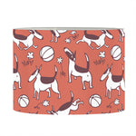 Orange Doodle Bull Terrier Pattern Print Drum Lamp Shade