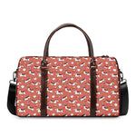 Orange Doodle Bull Terrier Pattern Print Duffle Bag