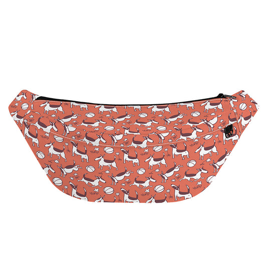 Orange Doodle Bull Terrier Pattern Print Fanny Pack