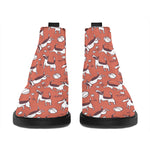 Orange Doodle Bull Terrier Pattern Print Flat Ankle Boots