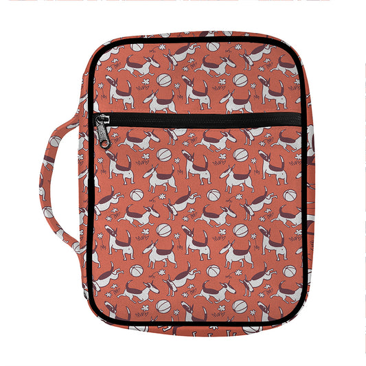 Orange Doodle Bull Terrier Pattern Print Front Pocket Bible Bag