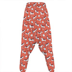 Orange Doodle Bull Terrier Pattern Print Hammer Pants