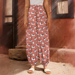 Orange Doodle Bull Terrier Pattern Print Harem Pants