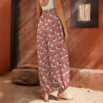 Orange Doodle Bull Terrier Pattern Print Harem Pants