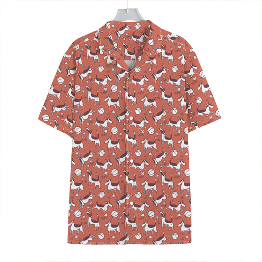 Orange Doodle Bull Terrier Pattern Print Hawaiian Shirt