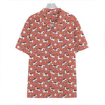 Orange Doodle Bull Terrier Pattern Print Hawaiian Shirt
