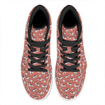 Orange Doodle Bull Terrier Pattern Print High Top Leather Sneakers
