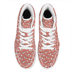 Orange Doodle Bull Terrier Pattern Print High Top Leather Sneakers