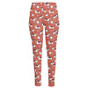 Orange Doodle Bull Terrier Pattern Print High-Waisted Pocket Leggings