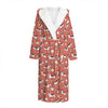 Orange Doodle Bull Terrier Pattern Print Hooded Bathrobe